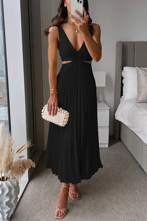 Ariane Pleated Cut-Out Midi Dress for Women