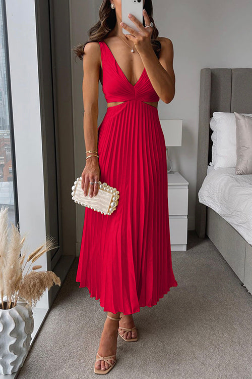 Ariane Pleated Cut-Out Midi Dress for Women