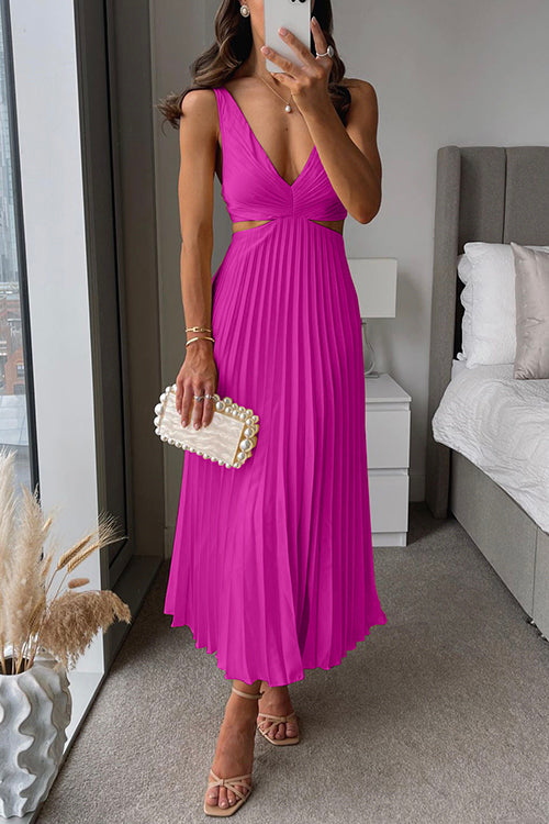 Ariane Pleated Cut-Out Midi Dress for Women