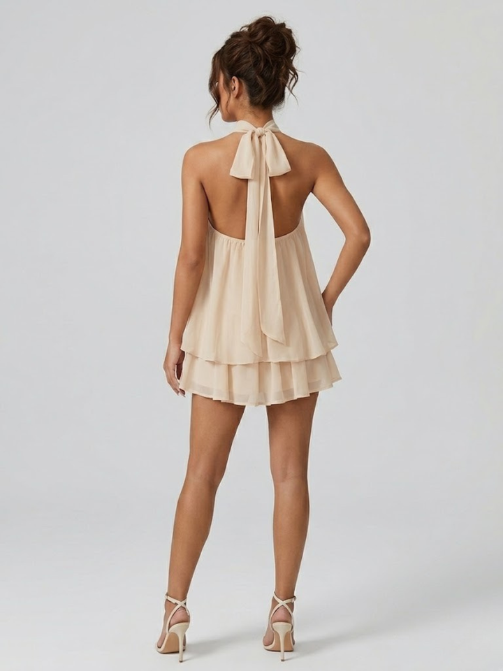 HALTER RUFFLE TIERED DRESS FOR WOMEN