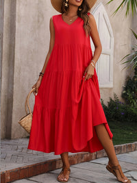 TIERED V-NECK MAXI DRESS FOR WOMEN