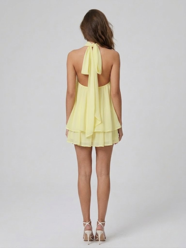 HALTER RUFFLE TIERED DRESS FOR WOMEN