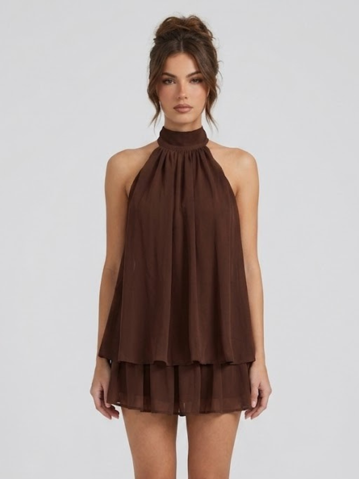 HALTER RUFFLE TIERED DRESS FOR WOMEN