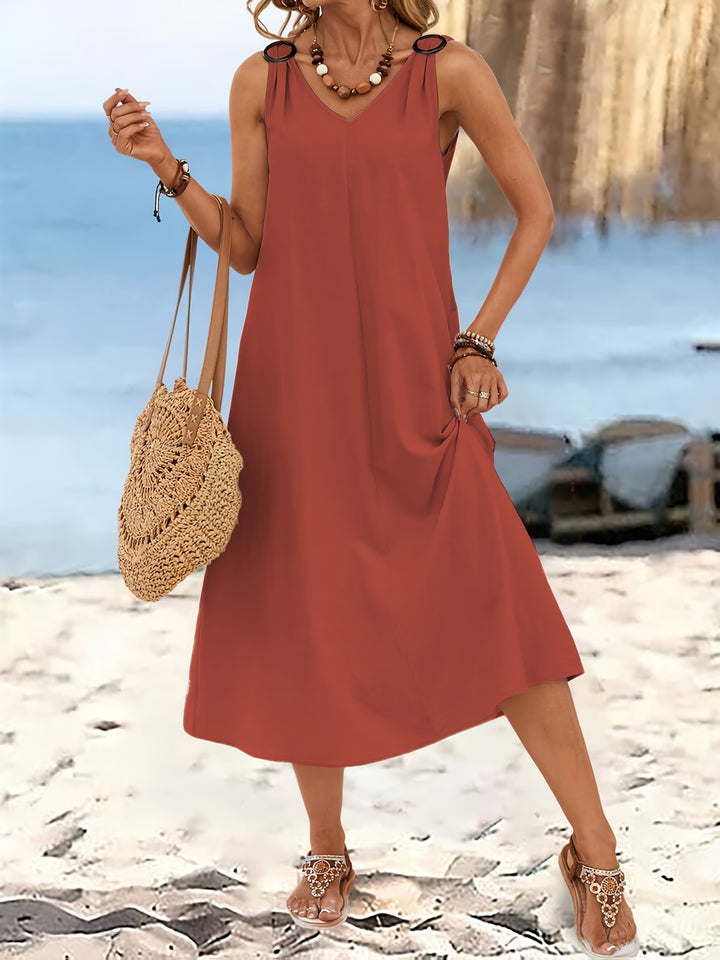 RING-STRAP V-NECK MAXI DRESS FOR WOMEN