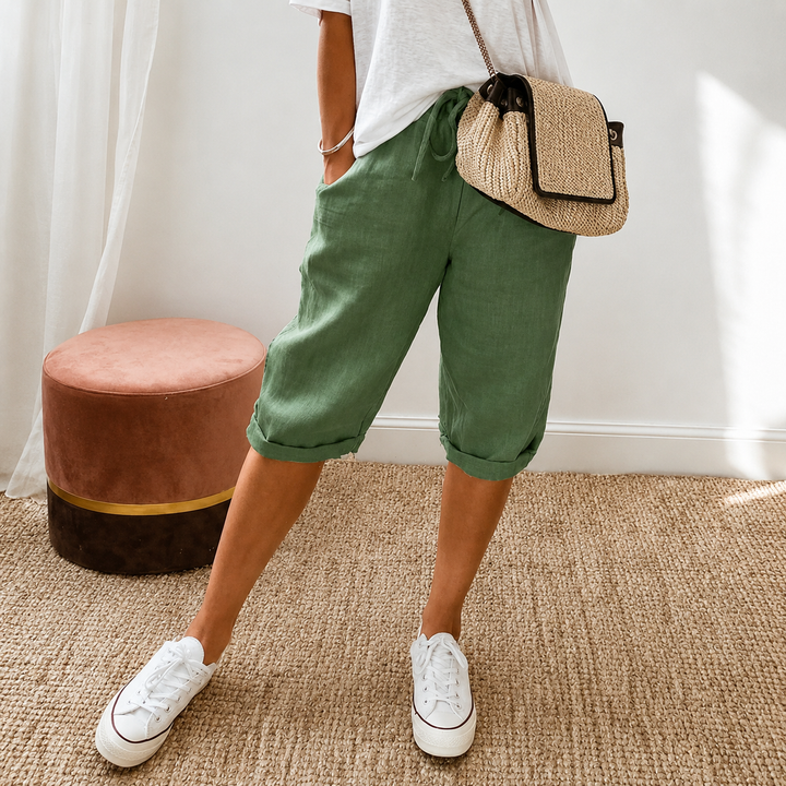 Rue | Women's Cropped Trousers - Relaxed-Fit Summer Capri