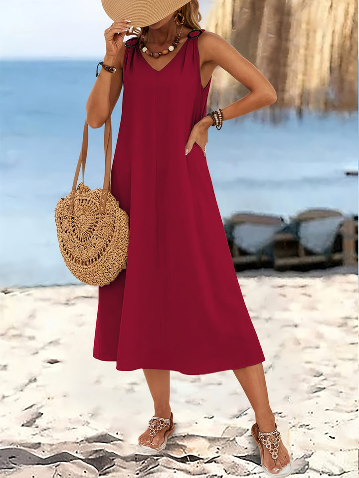 RING-STRAP V-NECK MAXI DRESS FOR WOMEN