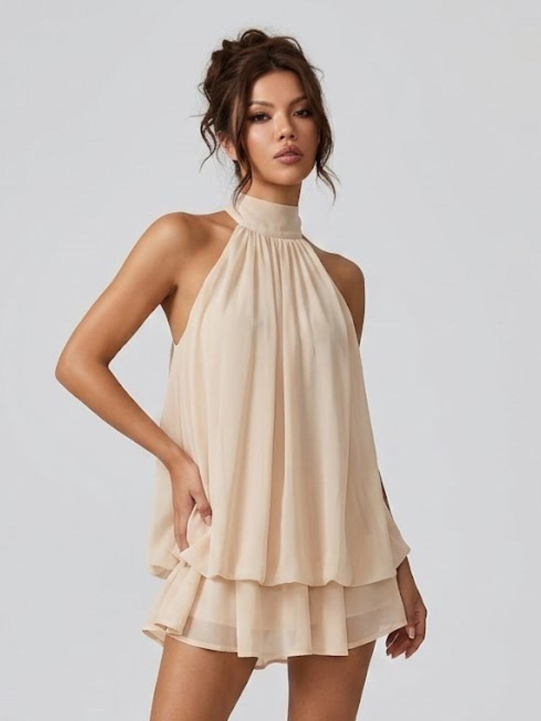 HALTER RUFFLE TIERED DRESS FOR WOMEN