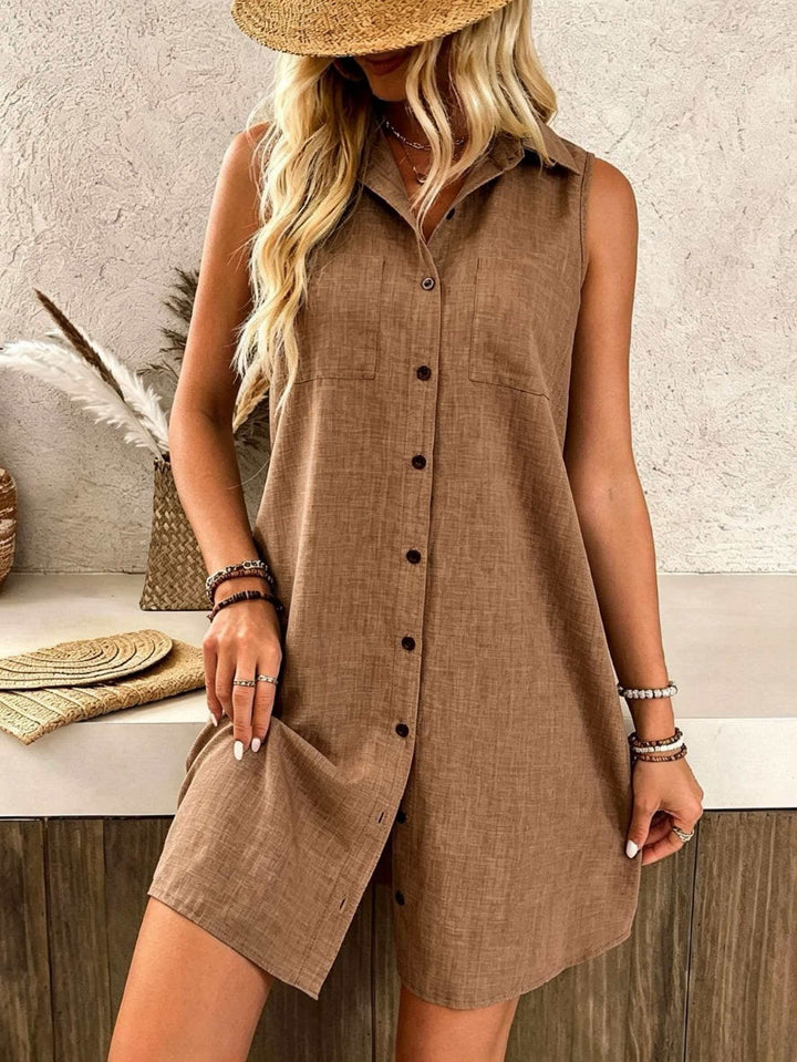 BUTTON-FRONT SHIRT DRESS FOR WOMEN