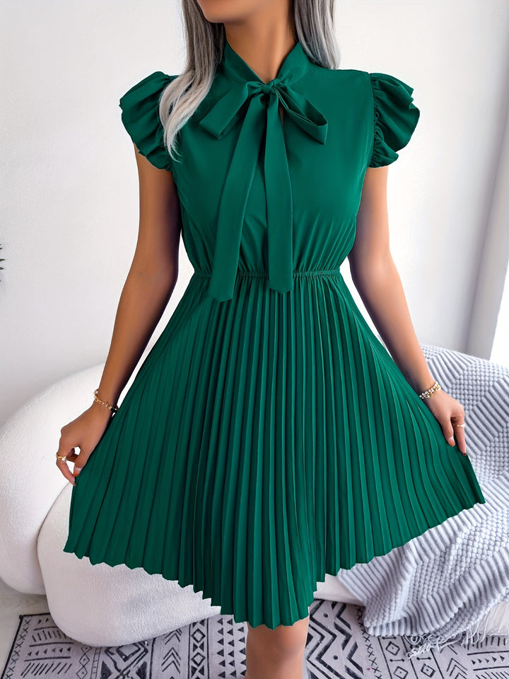 BOW-TIE PLEATED DRESS FOR WOMEN