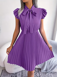 BOW-TIE PLEATED DRESS FOR WOMEN