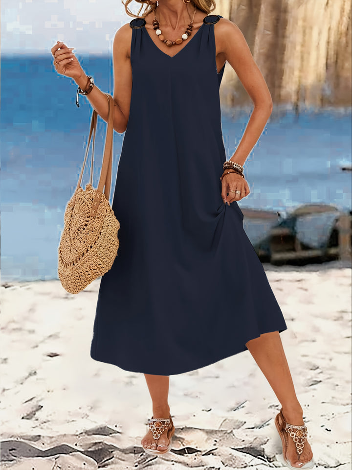 RING-STRAP V-NECK MAXI DRESS FOR WOMEN