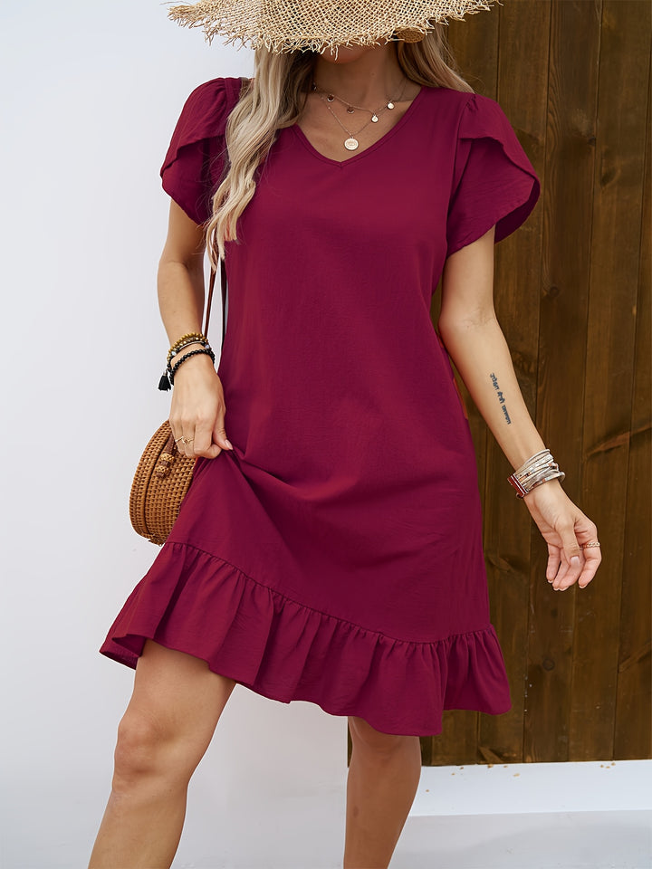 RUFFLE HEM MINI DRESS FOR WOMEN