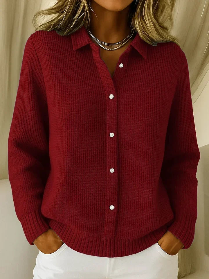 Pippa | Ribbed Knit Sweater with Stand-Up Collar for Women