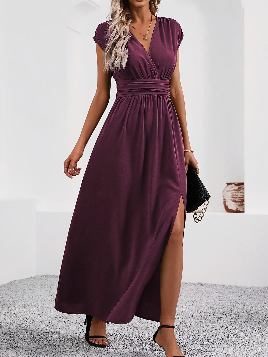 DRAPED WRAP MAXI DRESS FOR WOMEN