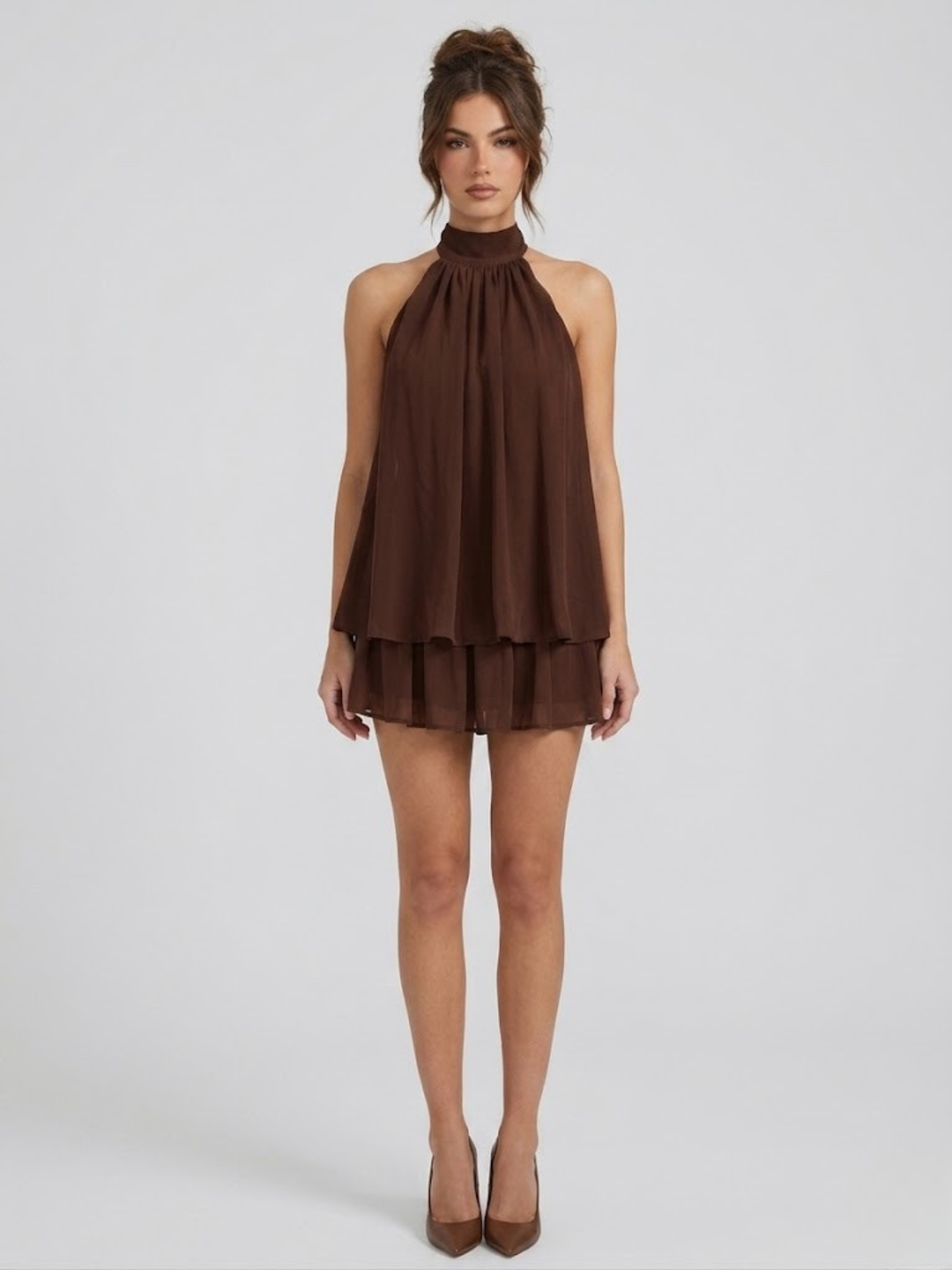 HALTER RUFFLE TIERED DRESS FOR WOMEN