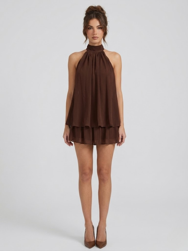 HALTER RUFFLE TIERED DRESS FOR WOMEN