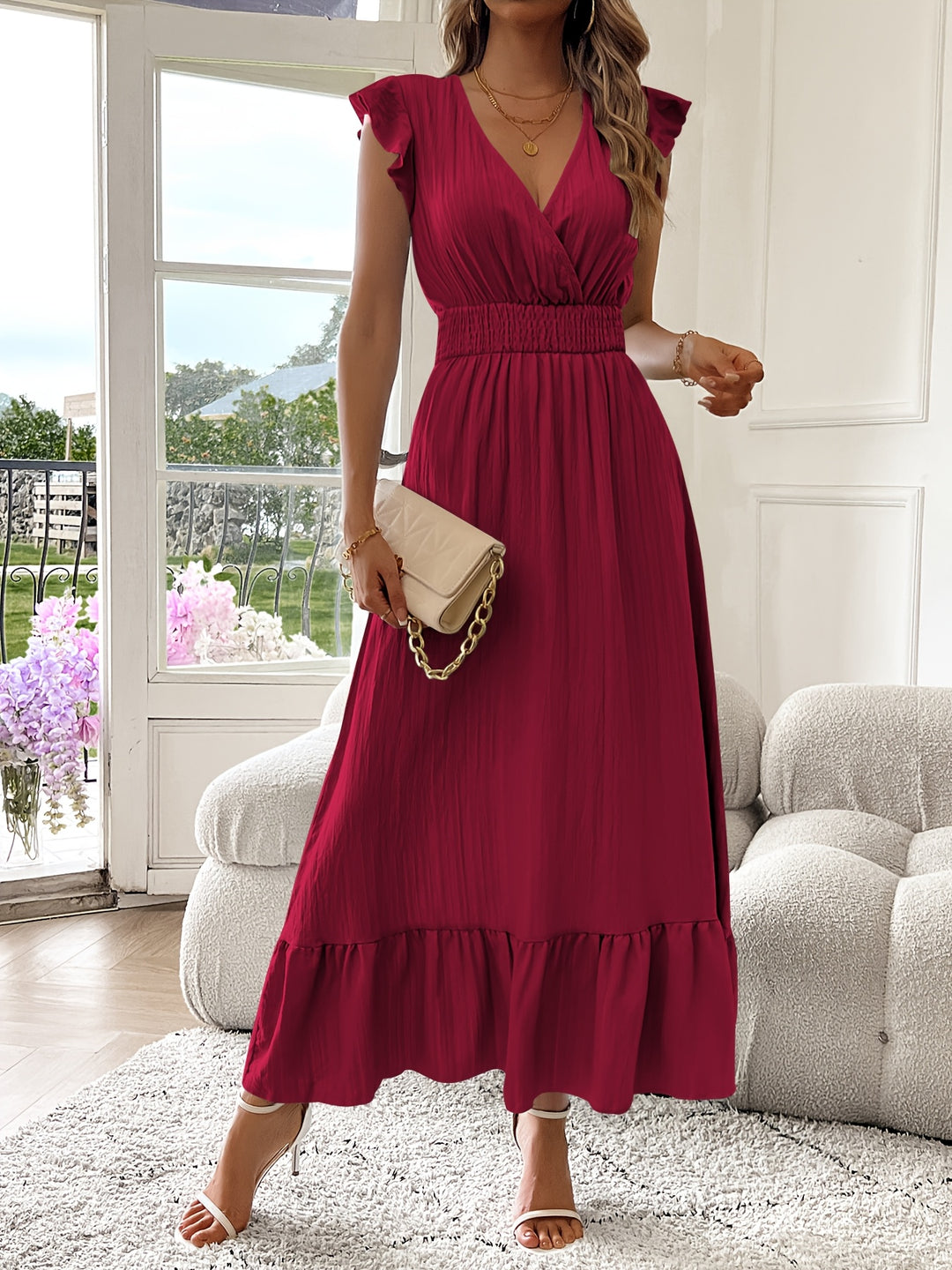 WRAP RUFFLE MAXI DRESS FOR WOMEN