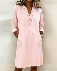 Ida | Women's V-Neck Ruffle Dress with Long Sleeve