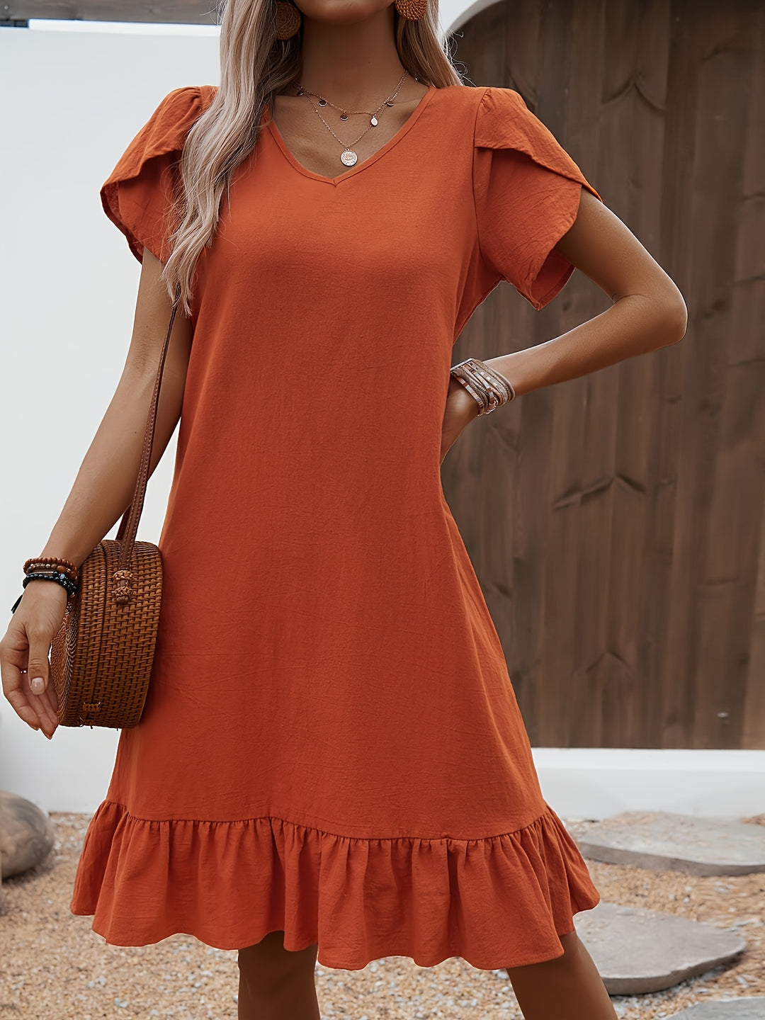 RUFFLE HEM MINI DRESS FOR WOMEN
