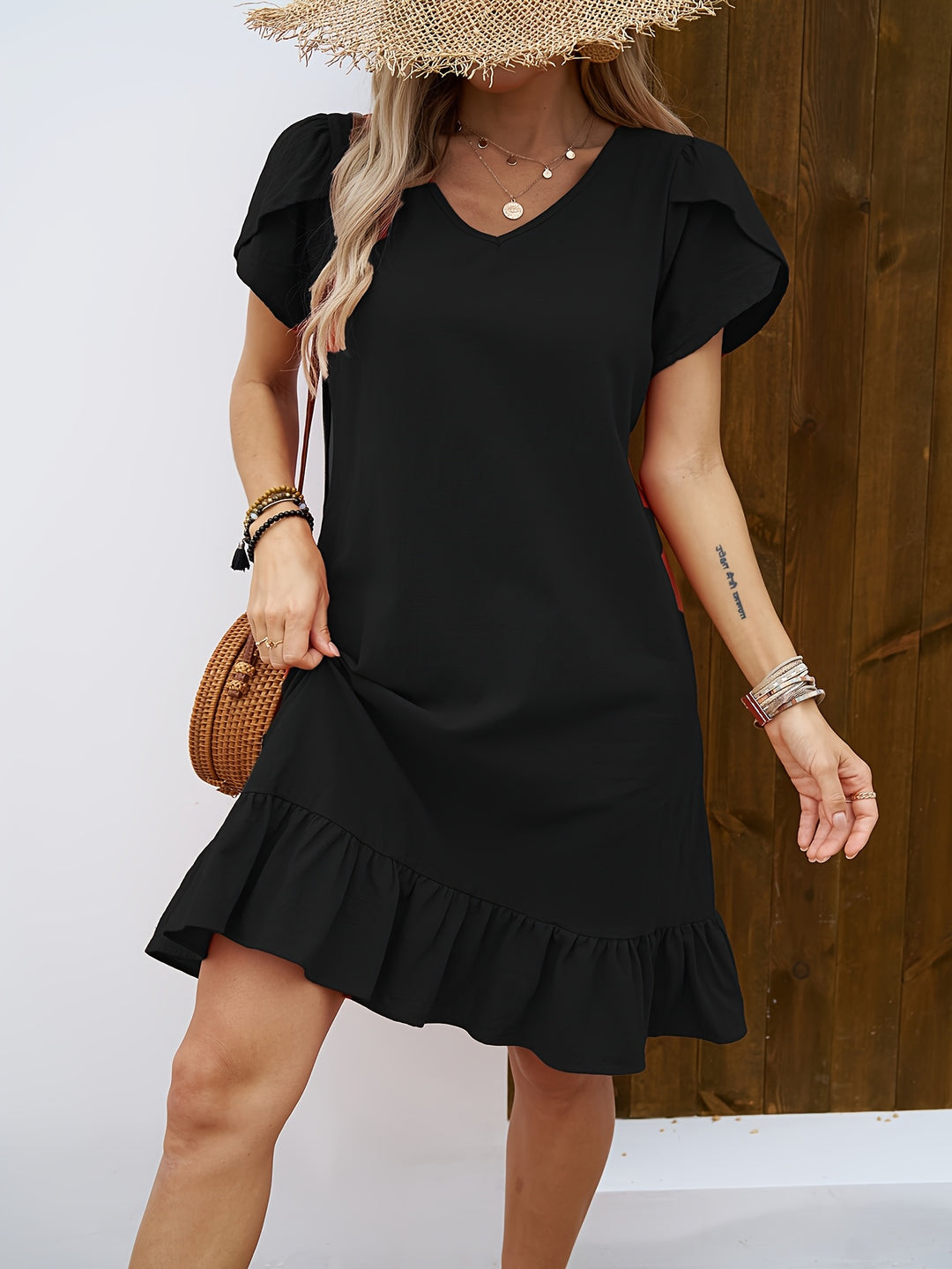 RUFFLE HEM MINI DRESS FOR WOMEN