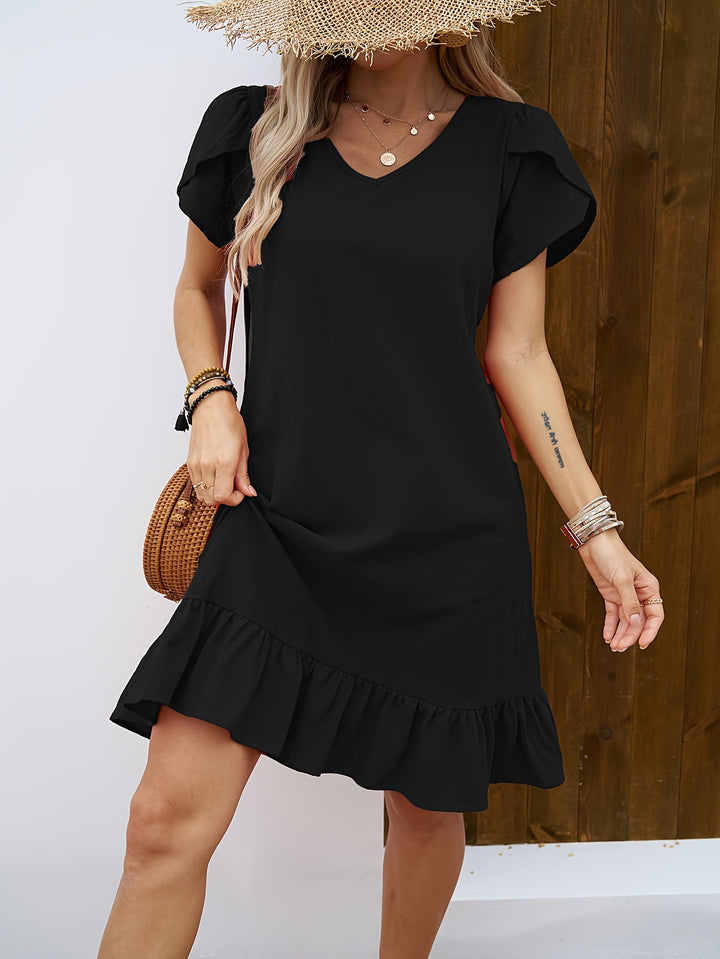 RUFFLE HEM MINI DRESS FOR WOMEN