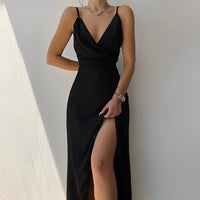 Bronwen Crossed Neckline Slit Gown for Women