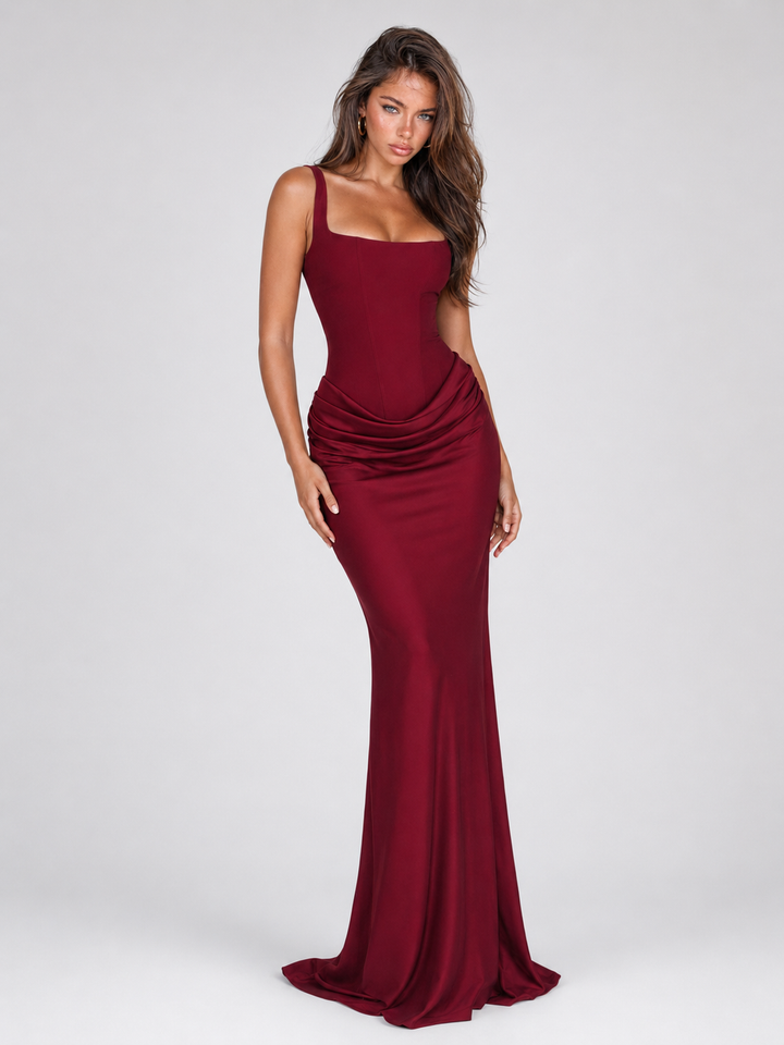 SQUARE NECK BODYCON MAXI DRESS FOR WOMEN