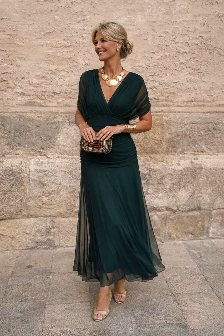 WRAP V-NECK MAXI DRESS FOR WOMEN