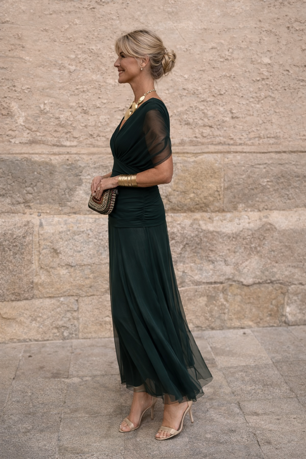 WRAP V-NECK MAXI DRESS FOR WOMEN