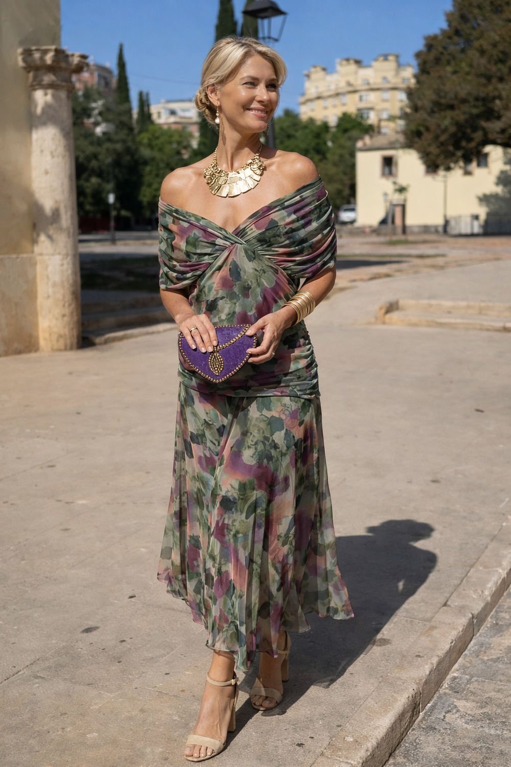 WRAP V-NECK MAXI DRESS FOR WOMEN