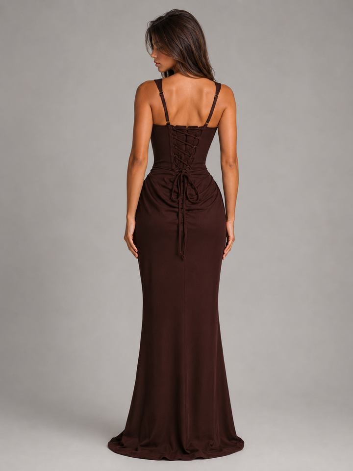 SQUARE NECK BODYCON MAXI DRESS FOR WOMEN