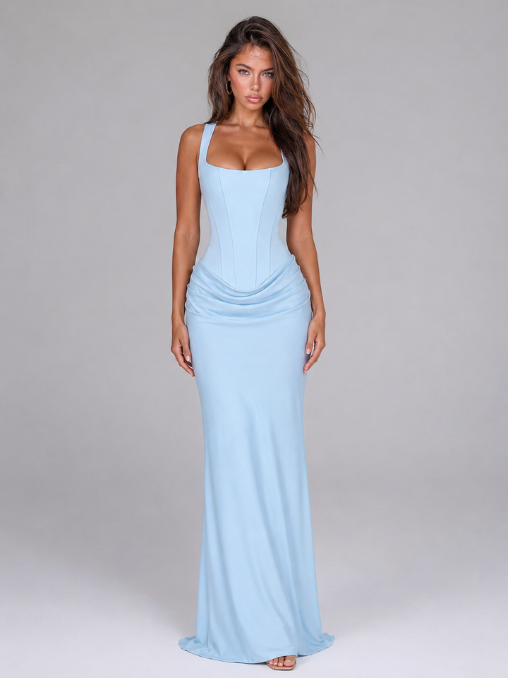 SQUARE NECK BODYCON MAXI DRESS FOR WOMEN
