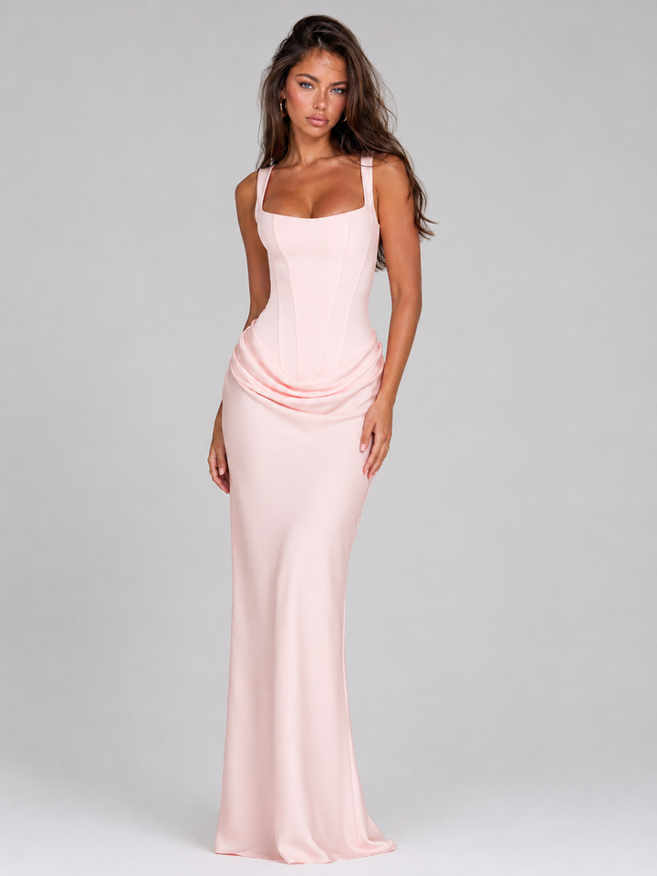 SQUARE NECK BODYCON MAXI DRESS FOR WOMEN
