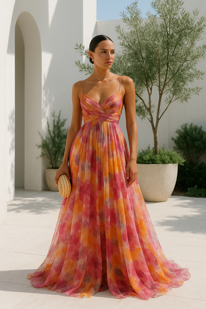 FLOWY V-NECK MAXI DRESS FOR WOMEN