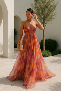 FLOWY V-NECK MAXI DRESS FOR WOMEN