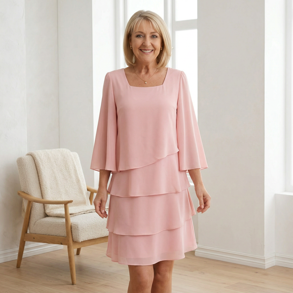 Candice LAYERED CHIFFON MIDI DRESS FOR WOMEN