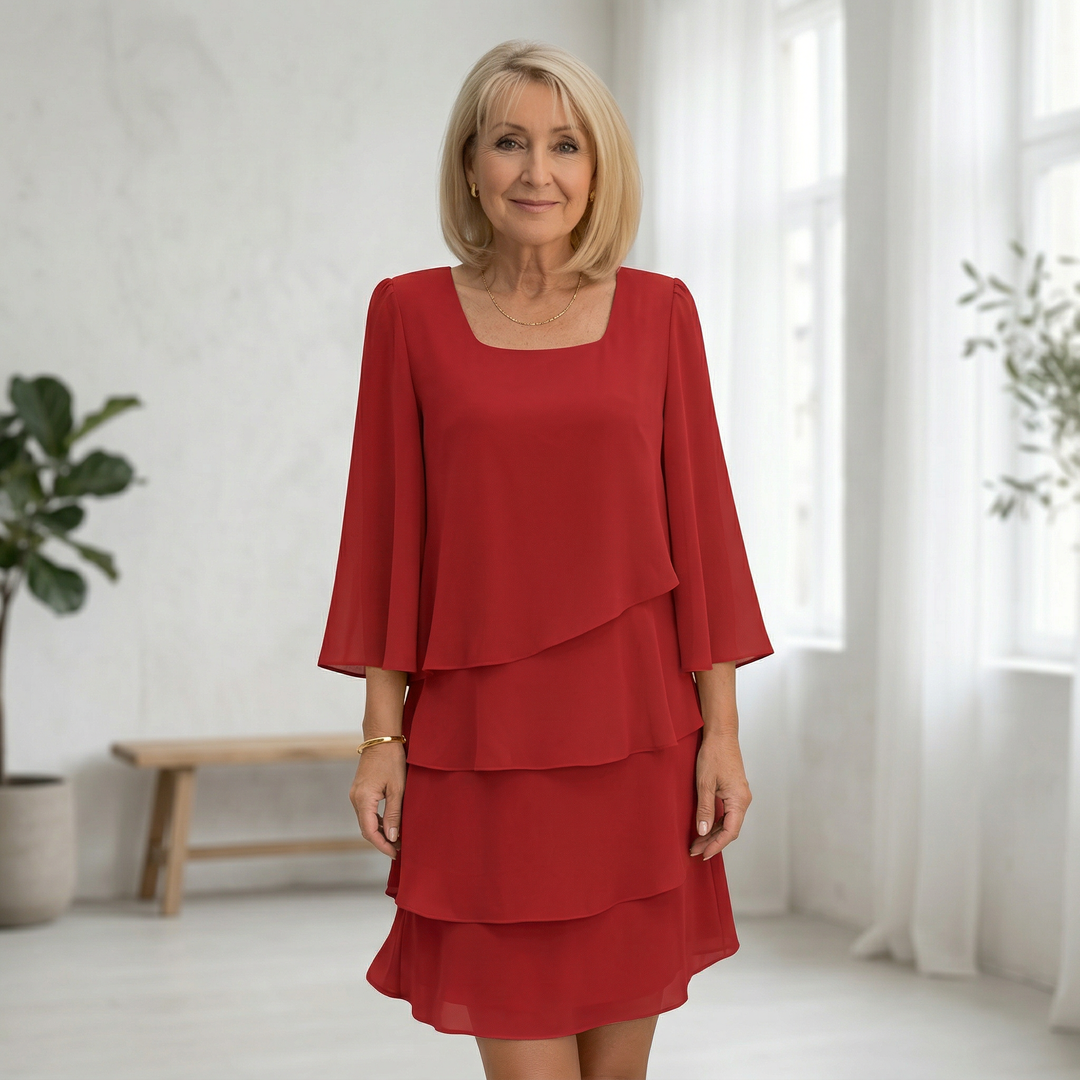 Candice LAYERED CHIFFON MIDI DRESS FOR WOMEN