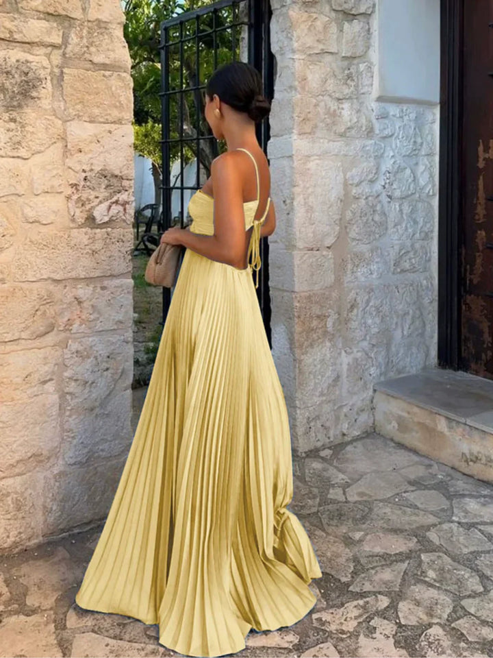 PLEATED HALTER MAXI DRESS FOR WOMEN