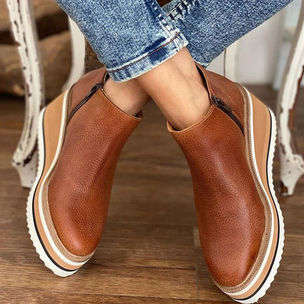 Maike | Wedge Slip-On Ankle Boots with Round Toe for Women