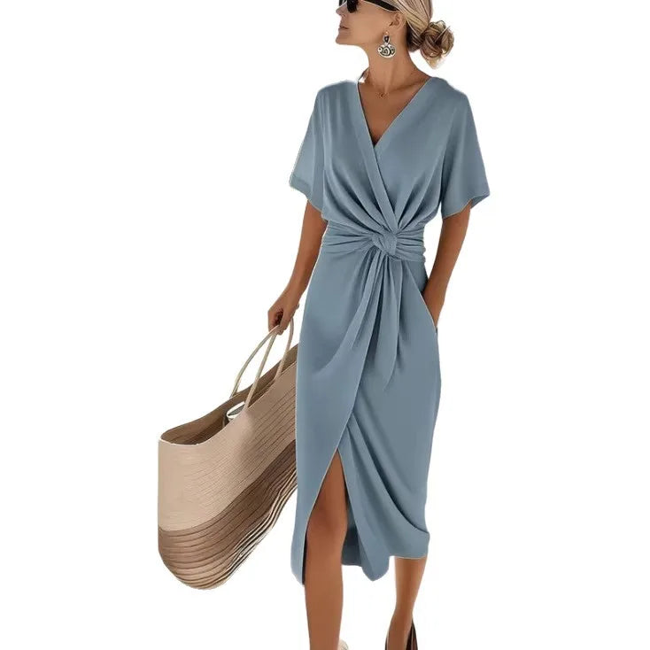 Arianne WRAP V-NECK TIE-WAIST MIDI DRESS FOR WOMEN