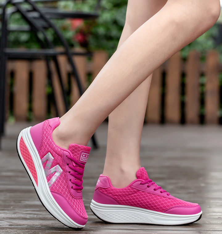 Fiona | Cushioned Lace-Up Walking Sneakers with Breathable Knit Upper for Women