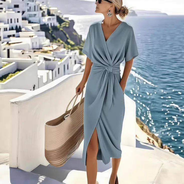 Arianne WRAP V-NECK TIE-WAIST MIDI DRESS FOR WOMEN