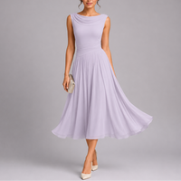 Birthe NECKLINE PLEATED DRESS FOR WOMEN