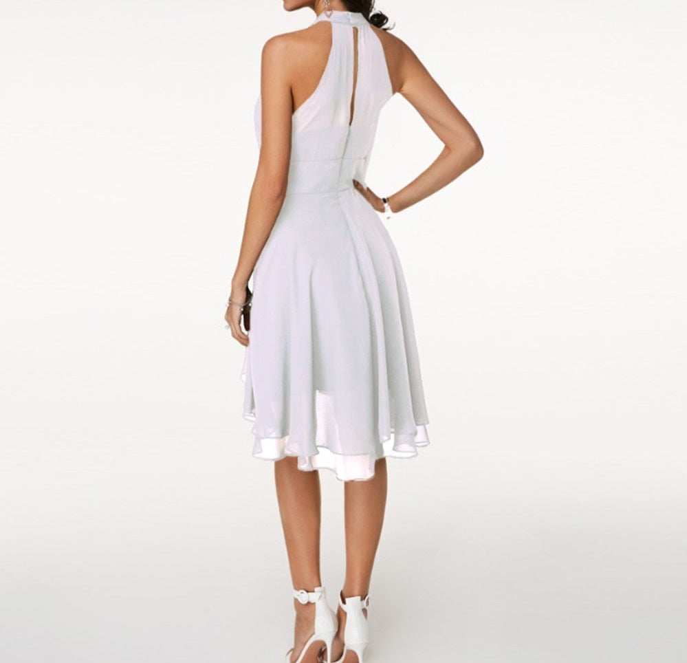 HALTER RUFFLE MIDI DRESS FOR WOMEN