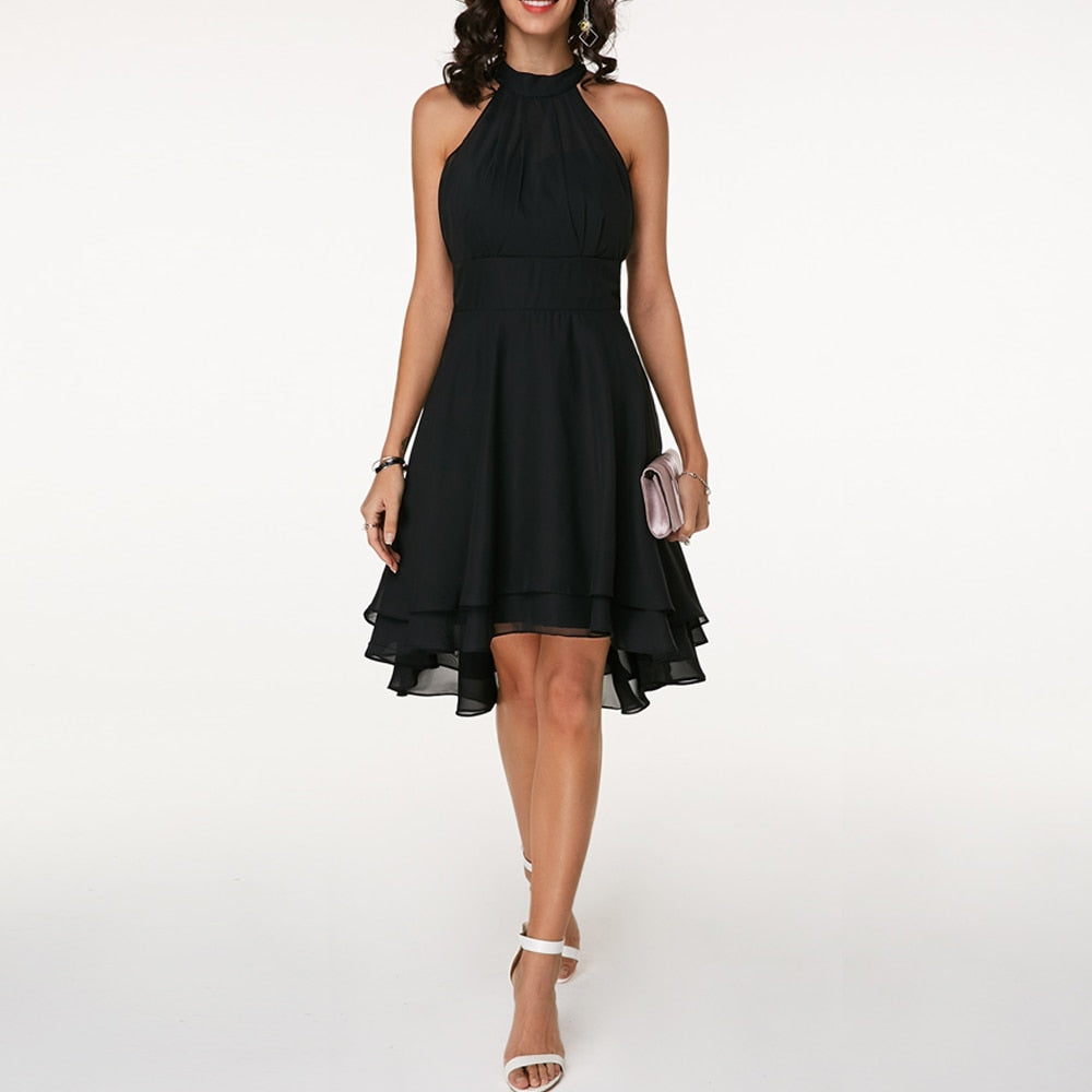 HALTER RUFFLE MIDI DRESS FOR WOMEN