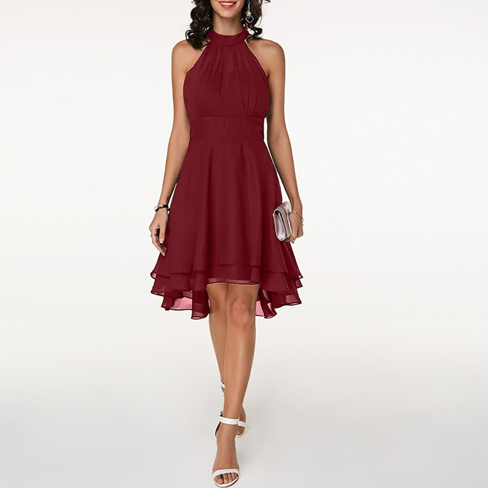 HALTER RUFFLE MIDI DRESS FOR WOMEN