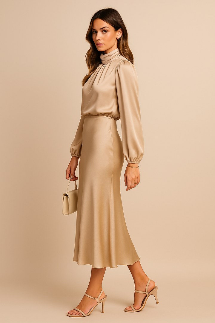 Calla High Neck Midi Dress for Women