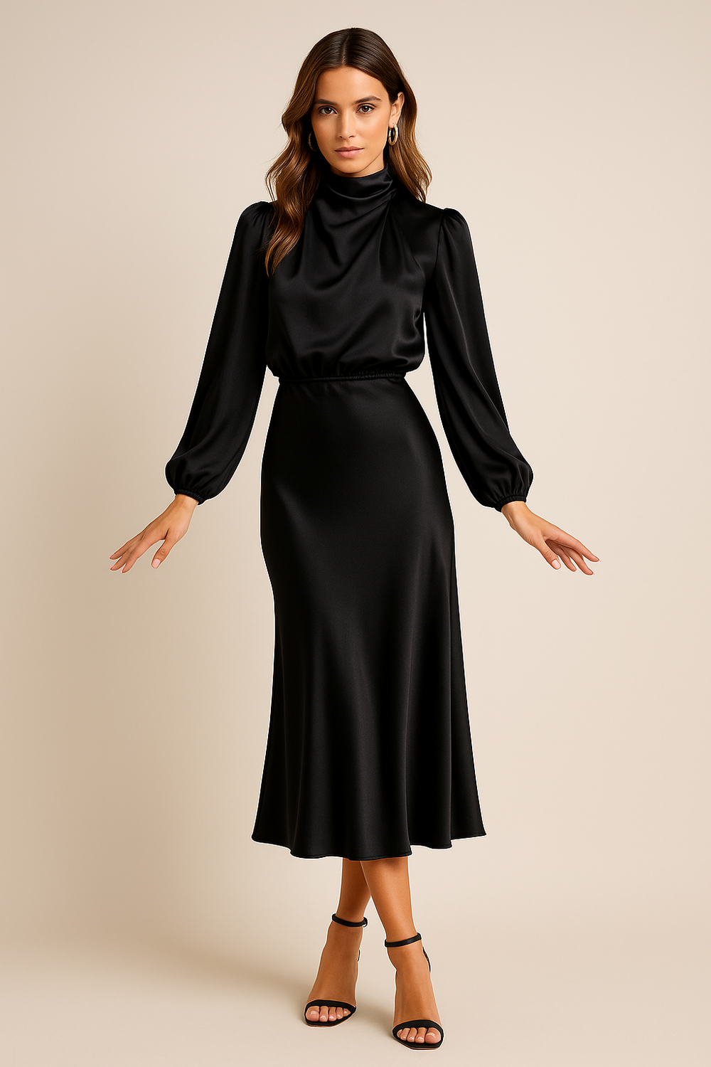 Calla High Neck Midi Dress for Women
