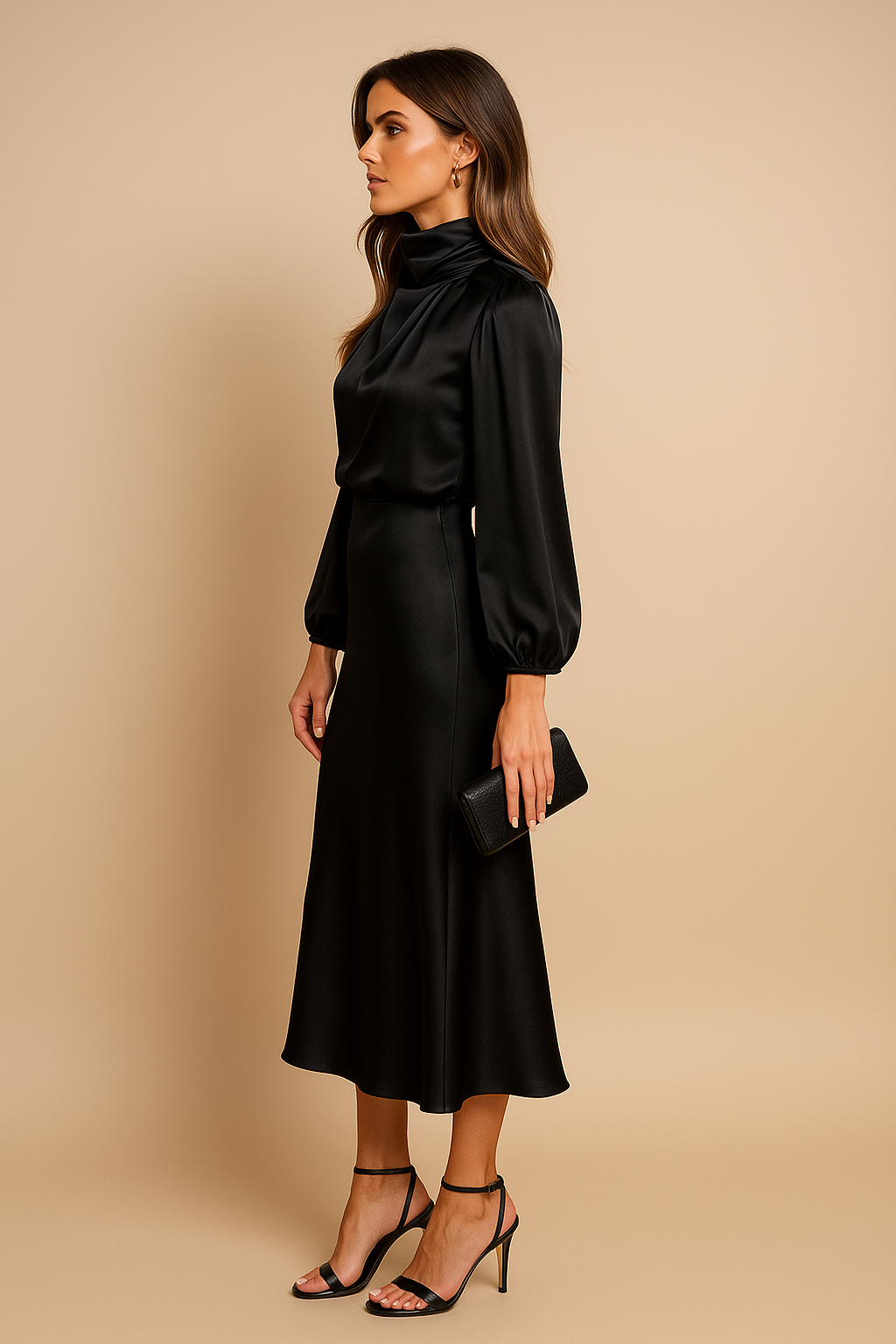 Calla High Neck Midi Dress for Women