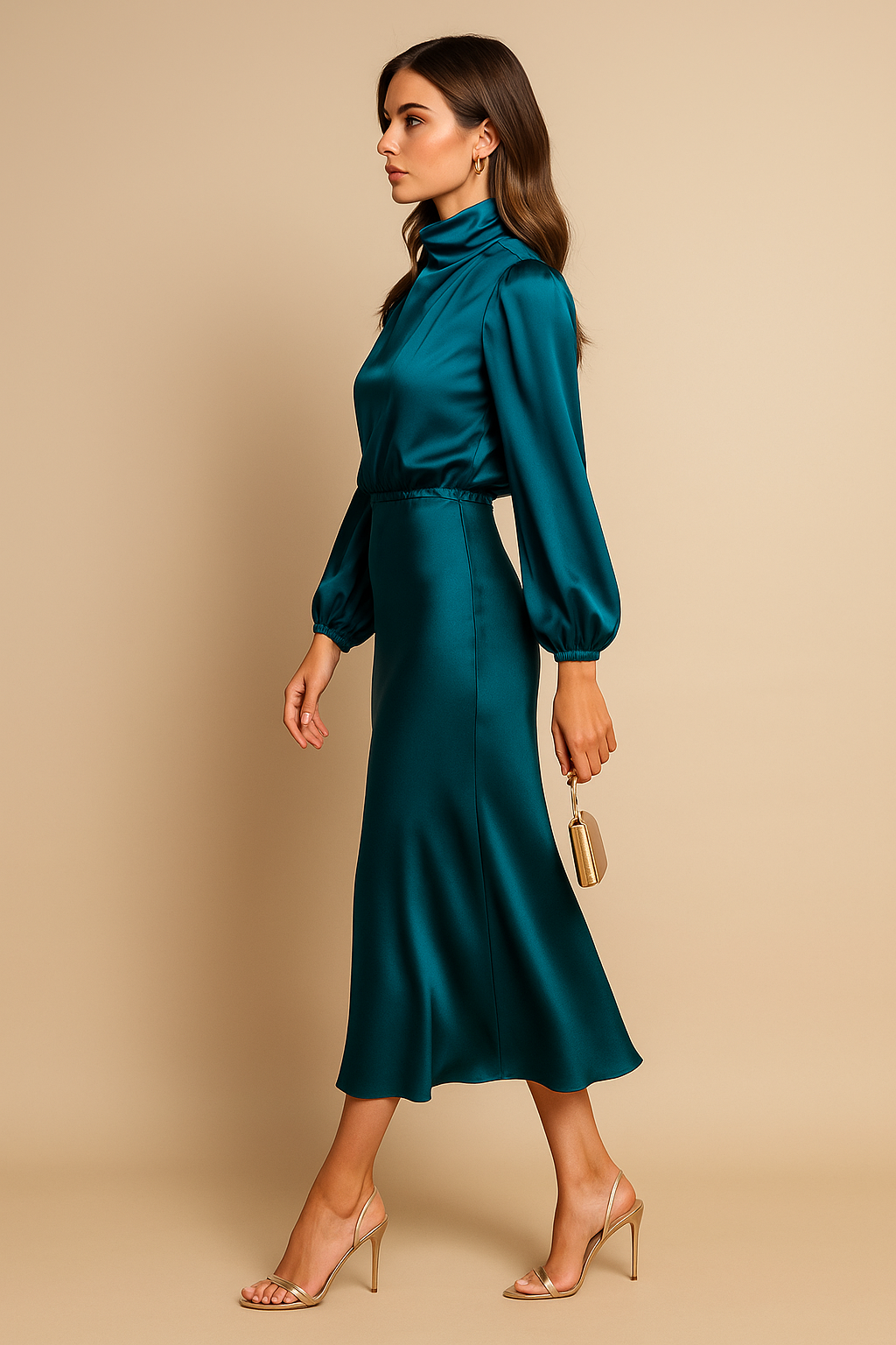 Calla High Neck Midi Dress for Women